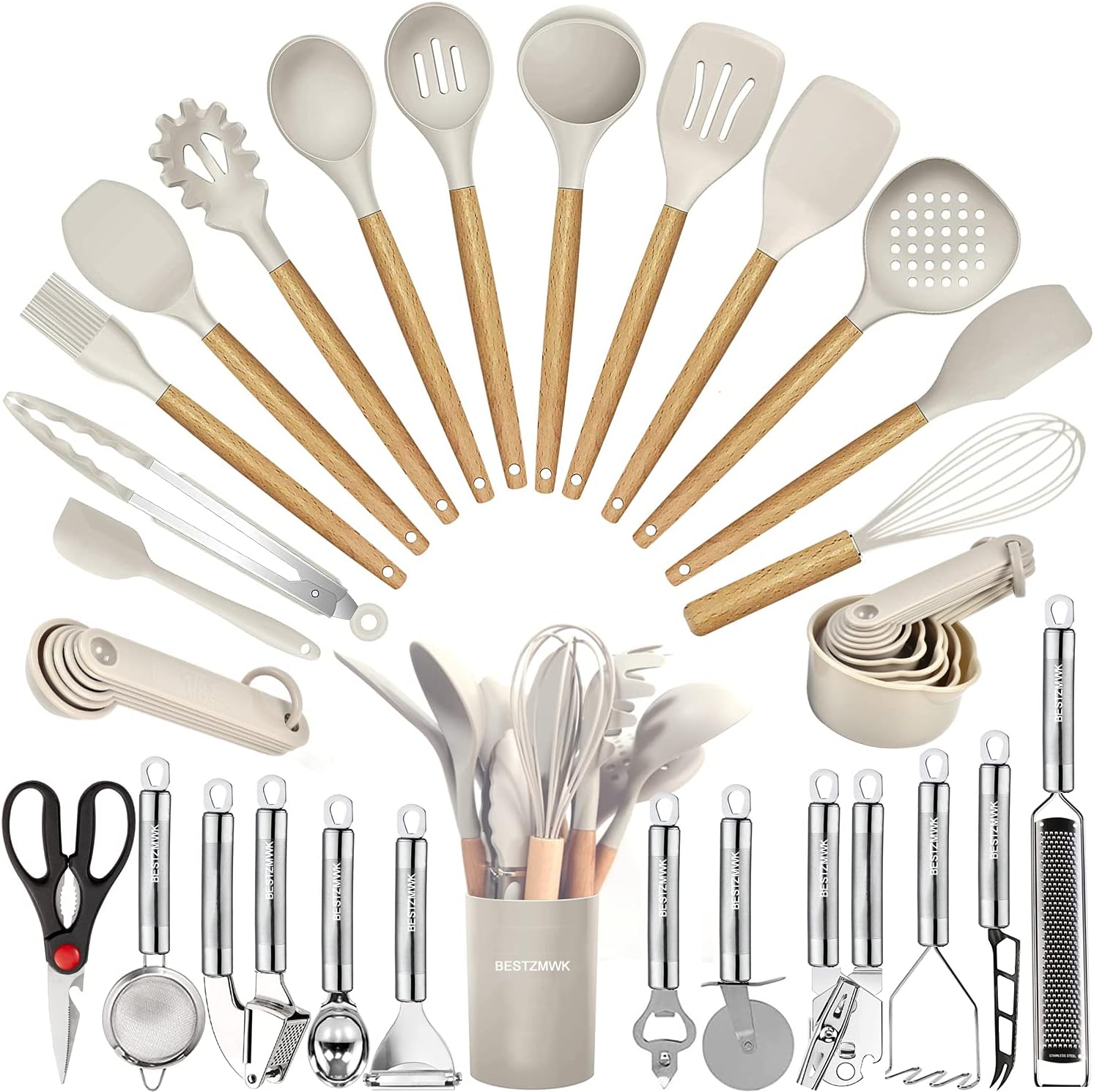 BESTZMWK 35-Piece Wooden Handle Pro Set